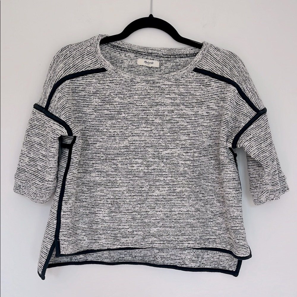 Madewell White and Black Knit Short Sleeve Sweater Size S